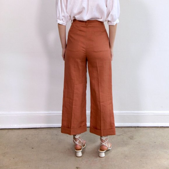NWOT Town Clothes Pontoise Pant Clay Linen XS - Picture 2 of 5